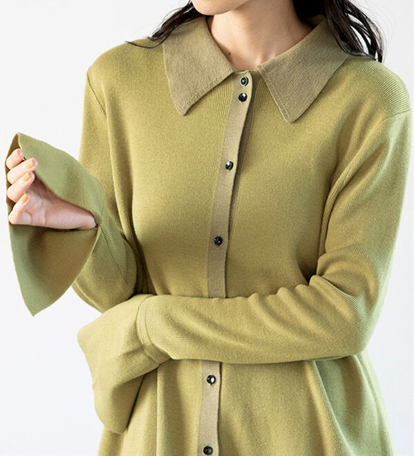 GeeRA（ジーラ）の「ポロ衿配色ニットカーディガン（ニットカーディガン）」｜詳細画像