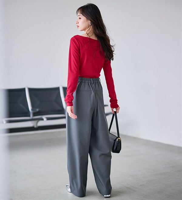 RANAN（ラナン）の「上品ドレープリブロングＴシャツ（カットソー）」｜詳細画像