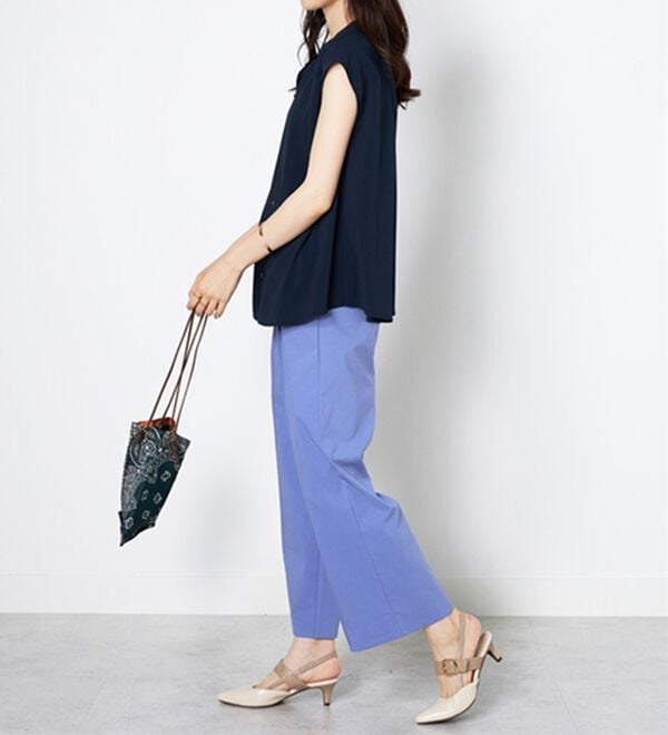 BELLUNA（ベルーナ）の「麻入りストレッチタックワイドパンツ（ワイドパンツ・ガウチョ）」｜詳細画像