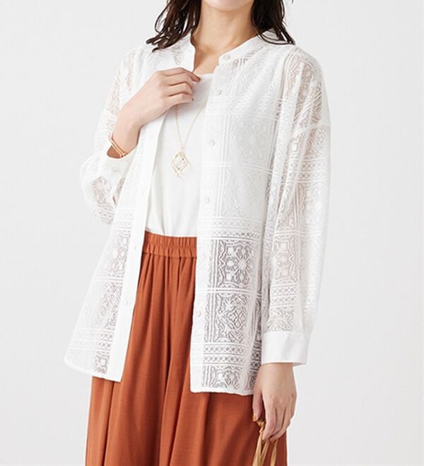BELLUNA（ベルーナ）の「上品レース素材シャツチュニック（チュニック）」｜詳細画像