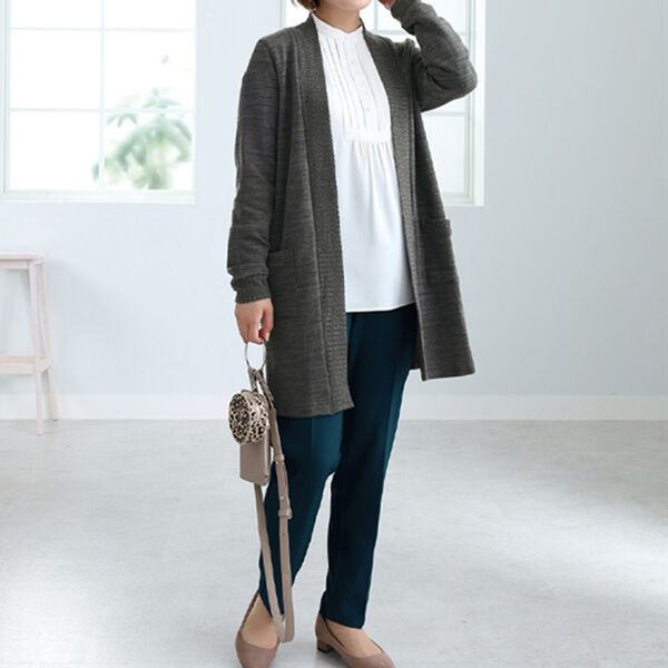 BELLUNA（ベルーナ）の「裏起毛素材ロングカーディガン（ニットカーディガン）」｜詳細画像