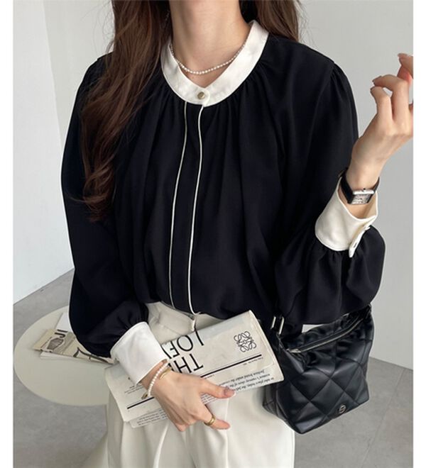 GeeRA（ジーラ）の「前後２ＷＡＹバイカラーブラウス（ブラウス）」｜詳細画像