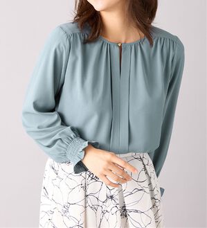 alotta（アロッタ）の「前後２ＷＡＹギャザーブラウス（ブラウス）」｜スモーキーブルー