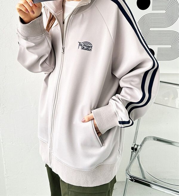 ロゴ刺しゅうライントラックジャケット - ベルーナ【公式】