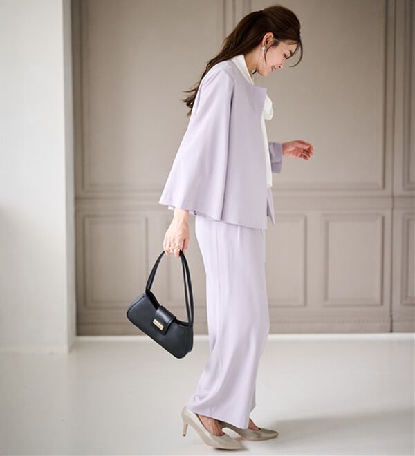 RANAN（ラナン）の「【２点セット】防しわ！洗える！ケープライクジャケットセットアップ（パンツスーツ）」｜詳細画像