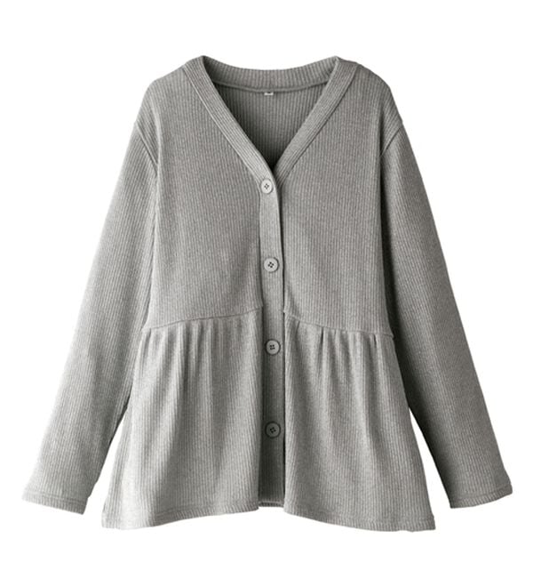 BELLUNA（ベルーナ）の「ラメ調リブ素材ペプラムカーディガン（ニットカーディガン）」｜詳細画像