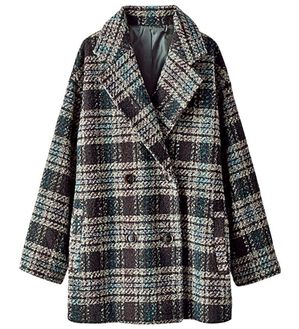 BELLUNA（ベルーナ）の「ビッグチェック柄コート（ハーフコート）」｜グレー系