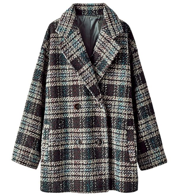 BELLUNA（ベルーナ）の「ビッグチェック柄コート（ハーフコート）」｜グレー系