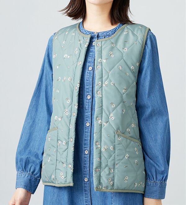 BELLUNA（ベルーナ）の「【洗える！】裏ファー素材中わたキルトベスト（ベスト）」｜詳細画像