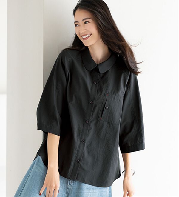 BELLUNA（ベルーナ）の「夏コーデをクールに決める綿素材シャツジャケット（シャツ）」｜チャコール