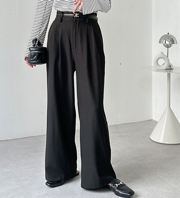 GeeRA（ジーラ）の「着心地抜群！ハイウエストダブルタックワイドパンツ（フルレングスパンツ）」｜詳細画像