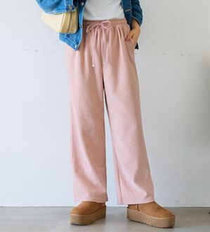 BELLUNA（ベルーナ）の「なめらかコーデュロイワイドパンツ（ワイドパンツ・ガウチョ）」｜ピンク