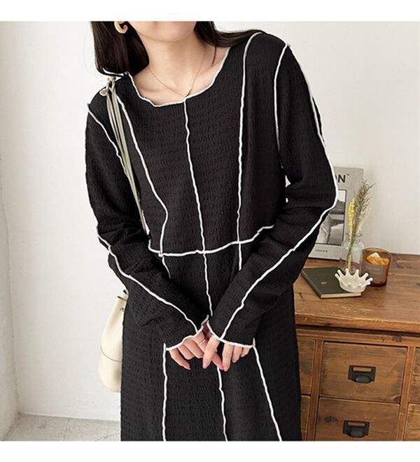 GeeRA（ジーラ）の「配色メローワンピース（カットソーワンピース）」｜詳細画像