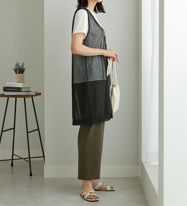 BELLUNA（ベルーナ）の「【2点セット】シアーストライプ素材ジレアンサンブル（アンサンブル）」｜詳細画像