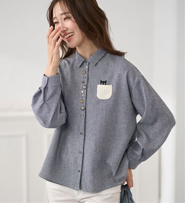 BELLUNA（ベルーナ）の「アニマル刺しゅう多ボタンデザインブラウス（ブラウス）」｜詳細画像