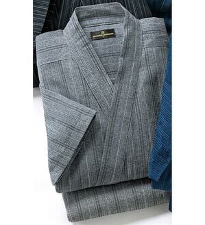 「さらっと快適しじら作務衣（メンズ和装・浴衣・和装グッズ）」｜グレーストライプ