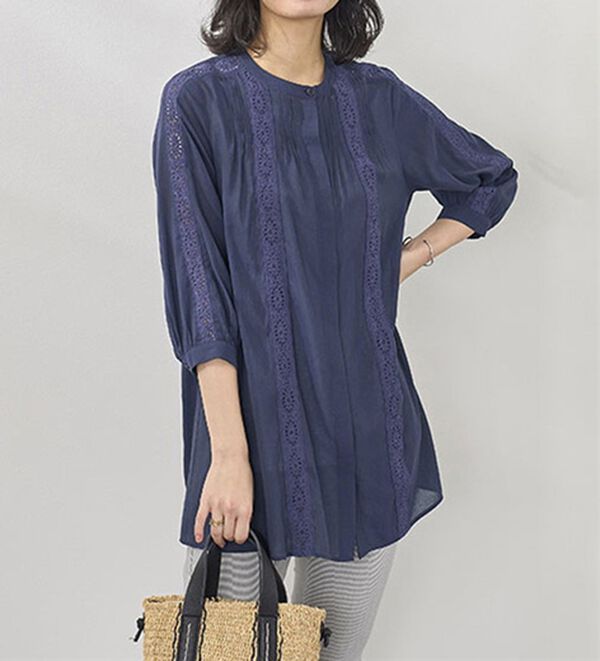 BELLUNA（ベルーナ）の「シアー素材マーガレットレース使いチュニック（チュニック）」｜詳細画像