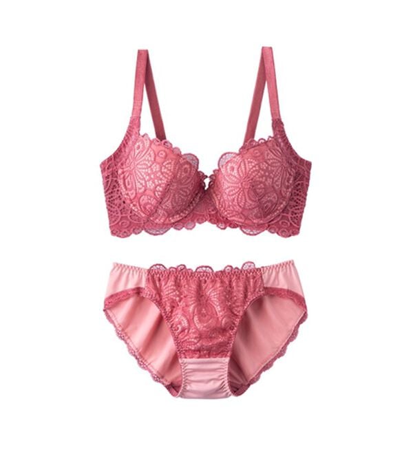 YU'NOW（ユナウ）の「レーシー脇高スッキリブラ＆ショーツ　～配色カラー～（ブラジャー＆ショーツセット）」｜詳細画像