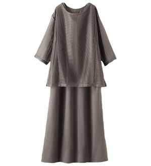 BELLUNA（ベルーナ）の「涼やかメッシュ&times;ワンピースアンサンブル（その他ワンピース）」｜モカグレー