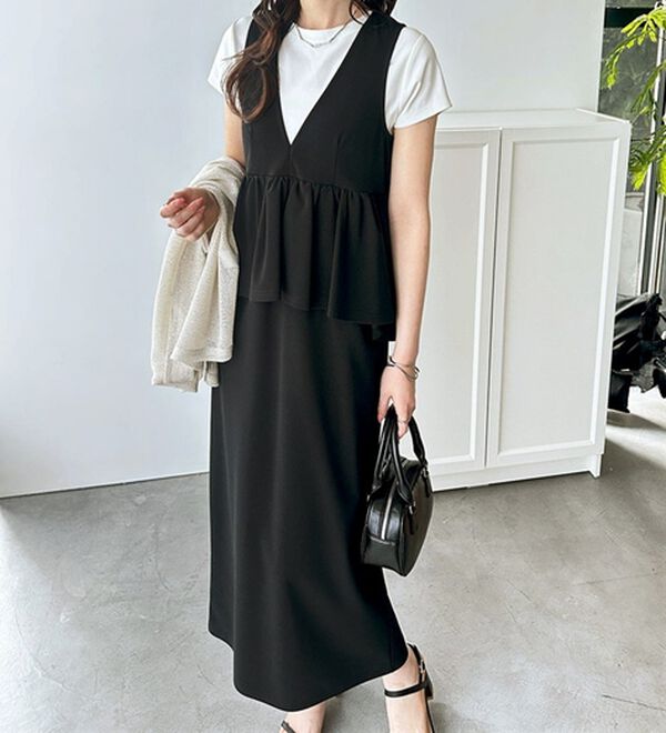 GeeRA（ジーラ）の「楽ちん！ペプラムジャンパースカート（ジャンパースカート）」｜詳細画像