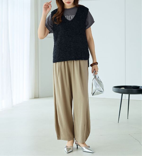 BELLUNA（ベルーナ）の「さらっと肌離れ！ひんやりカーブパンツ（ワイドパンツ・ガウチョ）」｜詳細画像