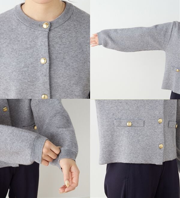 RANAN（ラナン）の「【4つの機能付き】洗える！ゴールド調ボタンニットカーディガン（ニットカーディガン）」｜詳細画像