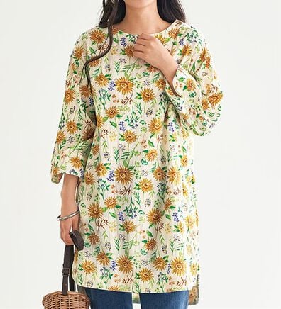 BELLUNA（ベルーナ）の「風が通り抜けるダブルガーゼプリントチュニック（チュニック）」