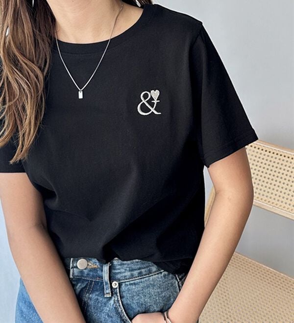 GeeRA（ジーラ）の「アンドハート刺しゅうＴシャツ（Tシャツ）」｜詳細画像