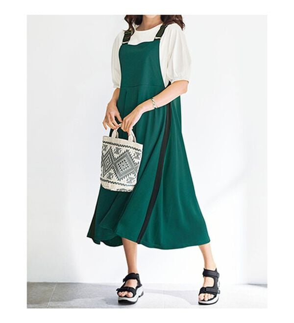 BELLUNA（ベルーナ）の「オシャレに細見え配色使いジャンドレ（ジャンパースカート）」｜詳細画像