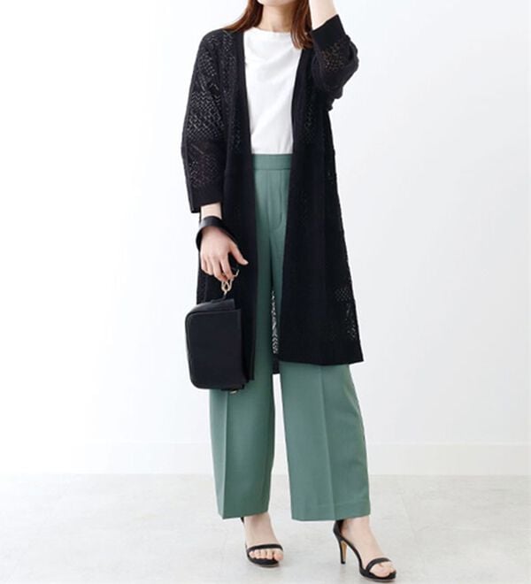 BELLUNA（ベルーナ）の「透かし編ニットロングカーディガン（ニットカーディガン）」｜詳細画像