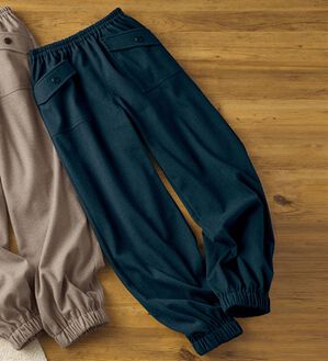 BELLUNA（ベルーナ）の「ツイード調素材ボタン使いコロンパンツ（フルレングスパンツ）」｜ネイビー