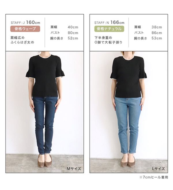 Pierrot（ピエロ）の「【接触冷感】配色デザインフレアニット（ニット・セーター）」｜詳細画像