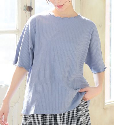 A HAPPY MARILYN（アハッピーマリリン）の「【大きいサイズ】【Ｌ～８Ｌ／選べる袖丈】綿タッチで極上の着心地！テレコリブトップス（カットソー）」