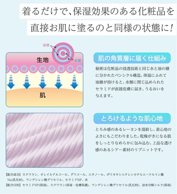 LAVIENNE（ラヴィエンヌ）の「敬老の日に！【肌にまとう化粧品】着て潤うシアー素材リブインナー＜ＭＡＴＯＬＩＡ＞（肌着・インナーウェア）」｜詳細画像