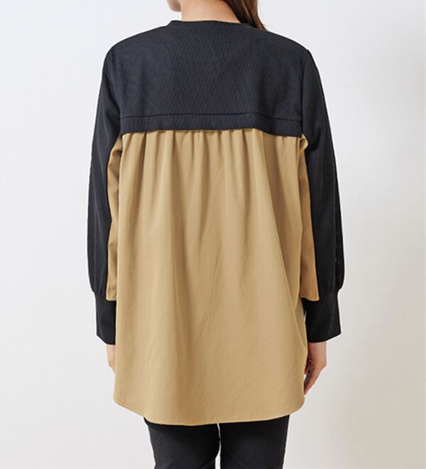 BELLUNA（ベルーナ）の「【Ｌａｇｒｉｌｕａ】異素材切替バックフレアー配色カーディガン（その他カーディガン）」｜詳細画像