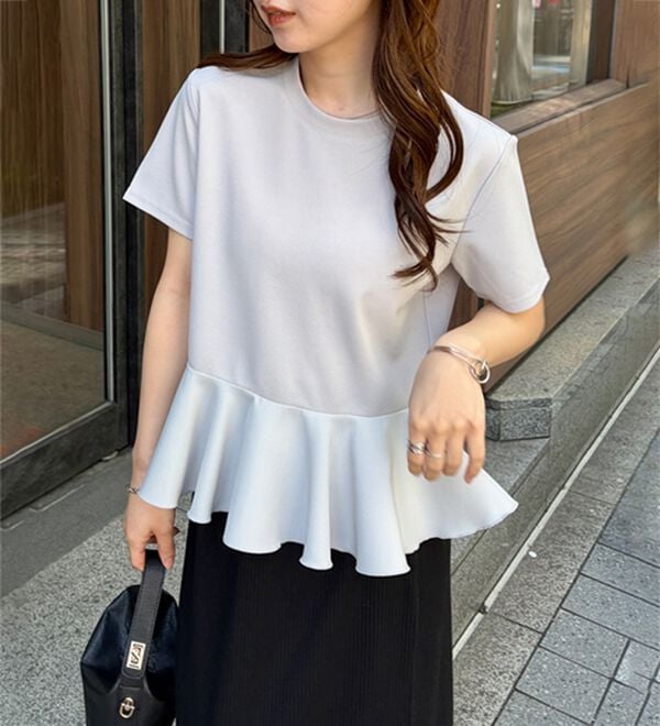 RANAN（ラナン）の「【ひんやり・ＵＶ】異素材切替ペプラムプルオーバー（カットソー）」｜詳細画像