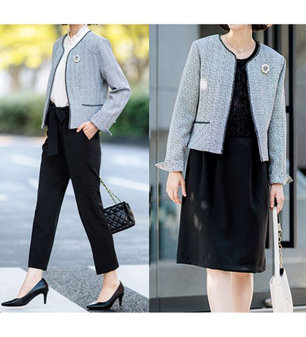 GeeRA（ジーラ）の「【入卒式/セレモニー】ツイード着回し５点セットスーツ　２ジャケット＆パンツ＆ワンピ（その他スーツ）」｜詳細画像