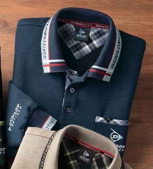 「＜ダンロップ・リファインド＞ミックス調針抜き発熱ポロシャツ（メンズポロシャツ）」｜ネイビー