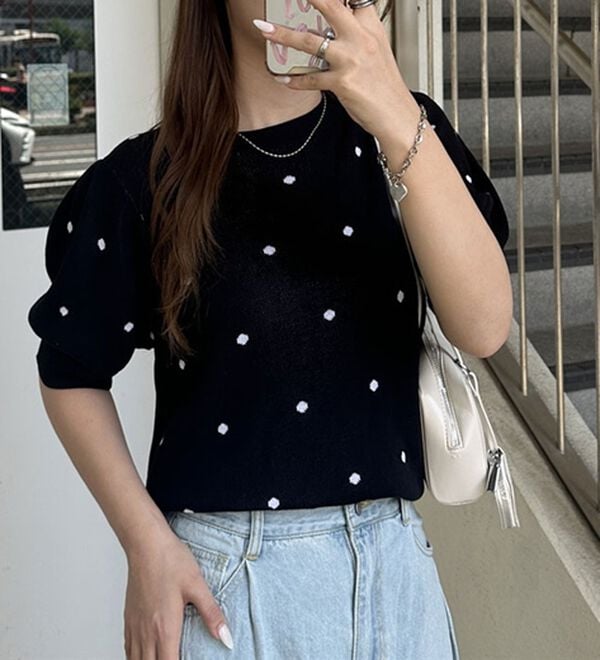 GeeRA（ジーラ）の「ドット柄ジャガードトップス（ニット・セーター）」｜詳細画像