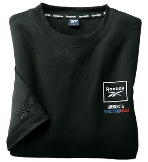 「＜リーボック＞吸汗速乾７分袖トレーナー＆７分丈カーゴパンツ（メンズトレーナー）」｜ブラック(トレーナー)