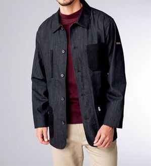 「＜ハッシュパピー＞こっそり多ポケットのデニム見えカバーオール（メンズコート）」｜ブラック