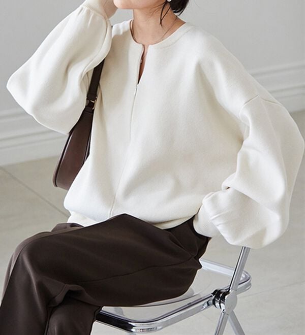 RANAN（ラナン）の「ハーフジップスウェットライクニット（ニット・セーター）」｜詳細画像