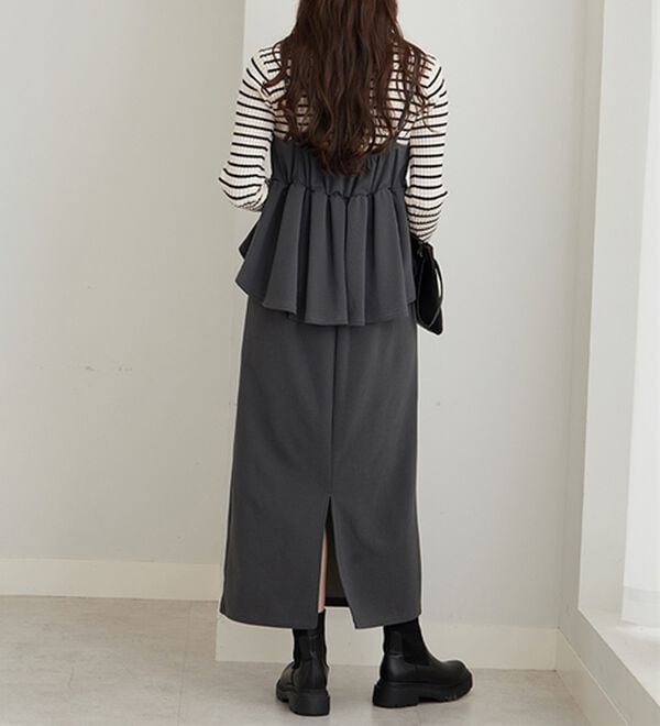 GeeRA（ジーラ）の「楽ちん！ペプラムキャミワンピース（カットソーワンピース）」｜詳細画像