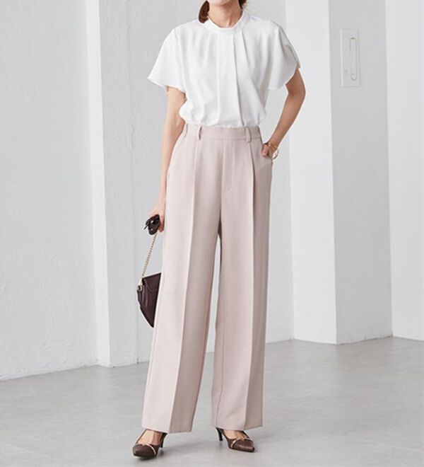 RANAN（ラナン）の「【選べる２丈】機能付！美脚シルエットセンタープレスワイドパンツ（フルレングスパンツ）」｜詳細画像