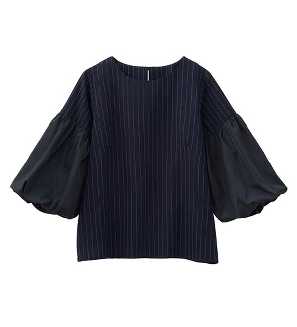 RANAN（ラナン）の「異素材使いピンストライプブラウス（ブラウス）」｜詳細画像