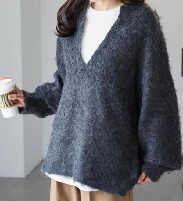 RANAN（ラナン）の「ディープキーネックシャギーニット（ニット・セーター）」｜詳細画像