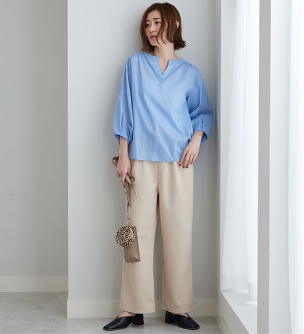 BELLUNA（ベルーナ）の「杢調素材袖タックデザインブラウス（ブラウス）」｜詳細画像