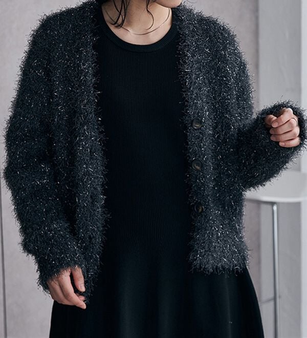 RANAN（ラナン）の「ラメシャギーショートカーデ（ニットカーディガン）」｜詳細画像