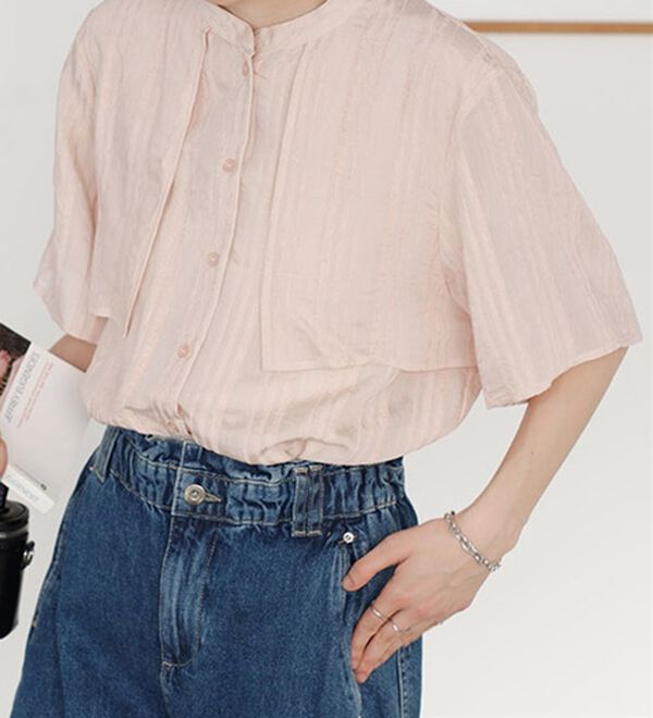 GeeRA（ジーラ）の「バンドカラーシアーストライプシャツ（シャツ）」｜詳細画像