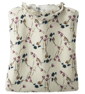 BELLUNA（ベルーナ）の「楊柳素材プリントハイネックプルオーバー（カットソー）」｜中花柄(オフ白)